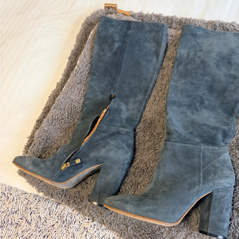 Alberto Fermani Blue Suede Heeled Boots